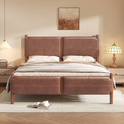 Christopher Knight Home Candace Queen Wood Platform Bed with Faux Leather Headboard