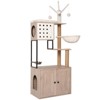 YOOCOZZ Cat Tree with Litter Box Enclosure,Cat Condo with Scratching Posts, Feeding Bowl and Removable Pompom Sticks - 4 of 4