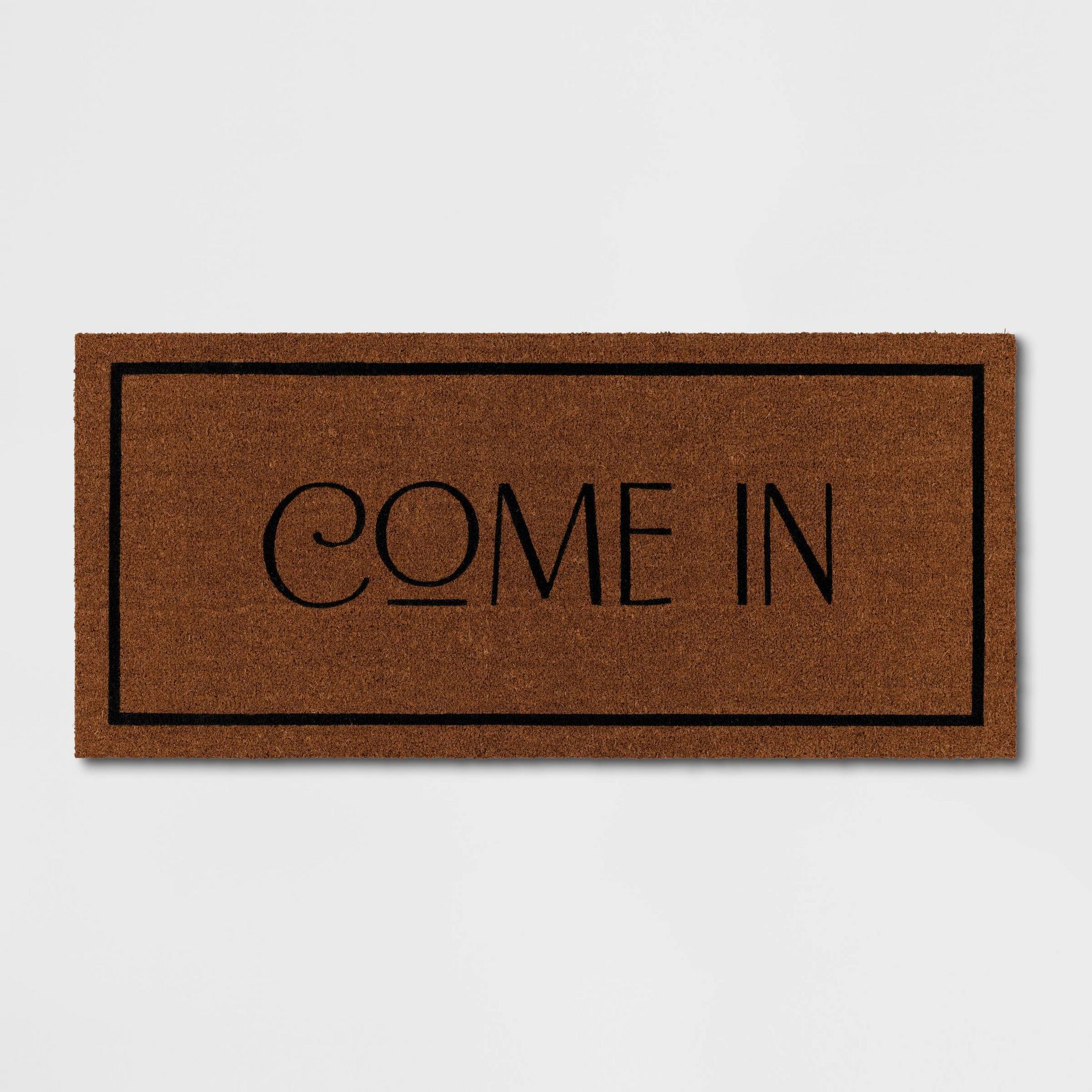 1'8"x4' 'Come In' Coir Doormat Natural - Threshold™: Outdoor Welcome Mat, Front Door, Medium Pile, Rectangle