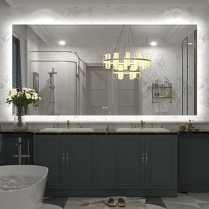 Apmir Super Bright 192 LEDs/m Back LED Lighted Anti-Fog Tempered Glass Bathroom/Vanity Mirror with ETL & 3-Year Warranty - 1 of 4