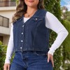 Agnes Orinda Women's Plus Size Sleeveless V Neck Button Down Casual Denim Vest - 2 of 4