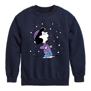 Boys' - Peanuts - Lucy Snow Graphic Long Sleeve Fleece Sweatshirt - 1 of 4