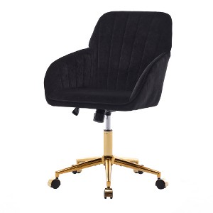Vynxaria BLACK Adjustable Office or bedroom Chair and Ergonomic Swivel Chair Comfortable for Long Sitting - 1 of 1