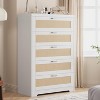 5-Drawer Rattan Dresser with Power Outlets – 47.27” Tall Wood Chest of Drawers with Metal Handles for Bedroom, Living Room, Closet, Hallway - 2 of 4