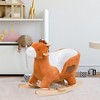 Qaba Kids Ride On Rocking Horse, Plush Animal Toy Sturdy Wooden Rocker with Songs for Boys or Girls - 3 of 4
