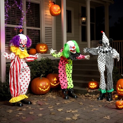 Mlmh & Kngwa 15.7" W 3-Piece Scary Halloween Clown,Halloween Decoration With Creepy Sound And Light-Up Eyes