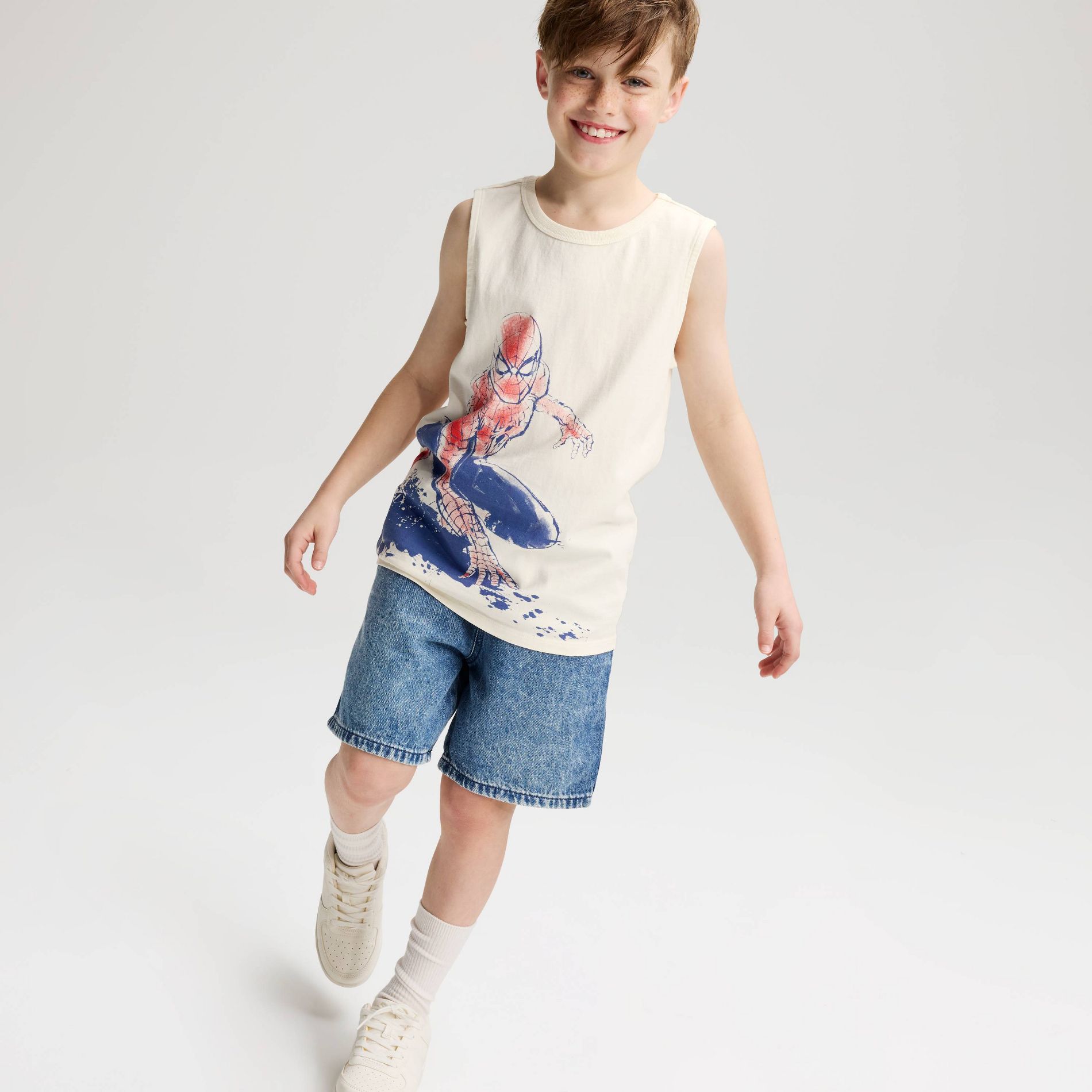 Boys' Short Sleeve Spider-Man Graphic Tank Top - Cat & Jack™ Cream