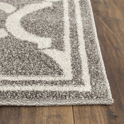 Dark Grey and Beige Geometric Easy-Care Area Rug, 4' x 6'