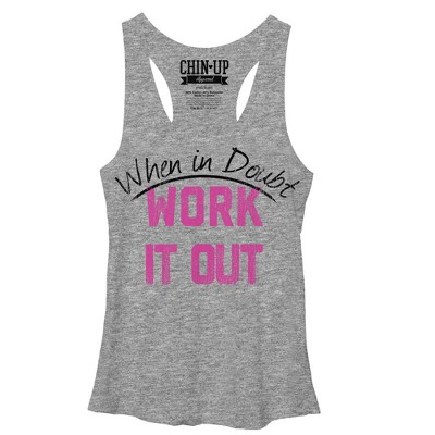 Women's Chin Up Work It Out Racerback Tank Top - Gray Heather - Small ...