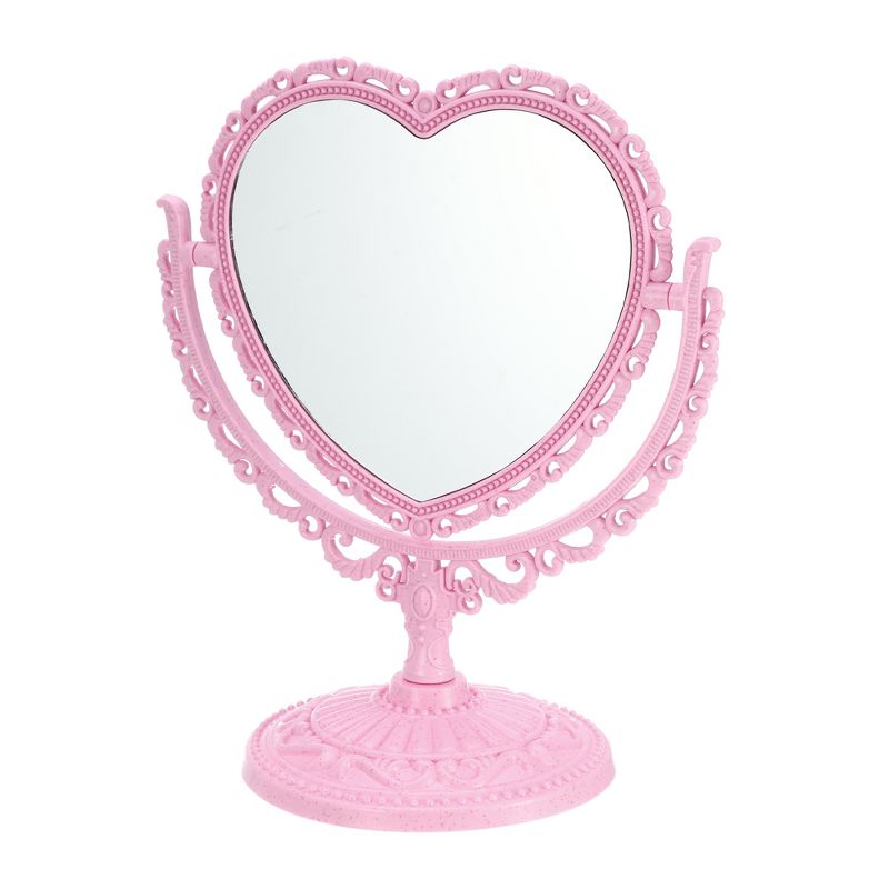 Unique Bargains Love Heart Shaped Double Sided 360° Rotating Makeup Mirror 1 Pc, 1 of 7
