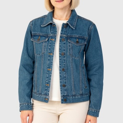 Alpine Swiss Womens Denim Jacket Classic Trucker Jean Jacket Button Up Coat Denim Large — фото 2