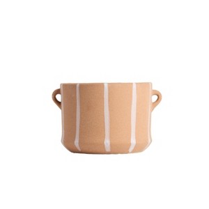 LiveTrends Large Linea Ceramic Indoor Planter Pot Terracotta Orange 6.5"x6.5"x5.5" - 1 of 4