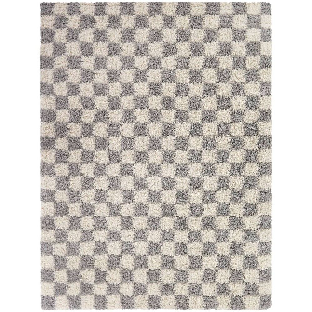 Photos - Area Rug Balta Rugs 7'10"x10' Mackie Checkered Teen Shag Rug Gray