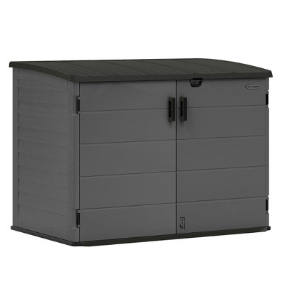Suncast Stow-Away Horizontal Storage Shed, All-Weather Outdoor Unit, Peppercorn