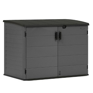 Suncast Stow-Away Horizontal Storage Shed, All-Weather Outdoor Unit, Peppercorn - 1 of 4