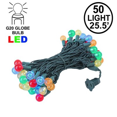 Commercial Grade Multicolored G20 Globe LED Outdoor Christmas Lights, 25.5 Feet