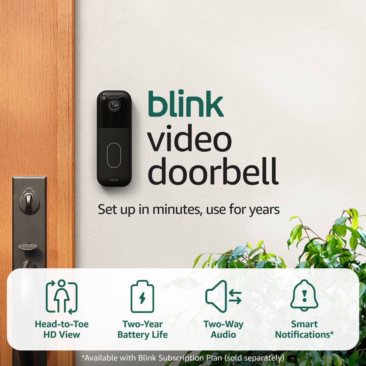 Blink Video Doorbell System with Head-to-Toe HD View, Two-Year Battery Life & Simple Setup, Sync Module Core included - thumbnail 2