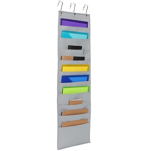 Juvale Gray 10 Pocket Hanging File Folder Cascading Wall Over The Door Organizer 46 X 14 5 In Target - Hanging Wall Pocket Folders