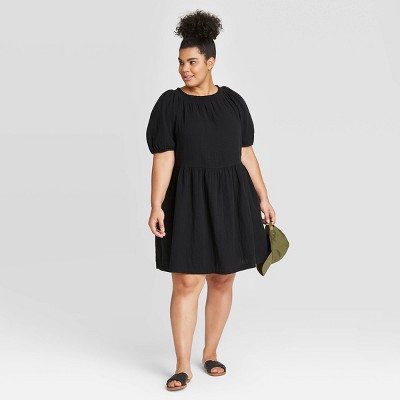 plus size short sleeve black dress