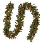 National Tree Company 9 ft. Crestwood Spruce Garland with Battery Operated Warm White LED Lights