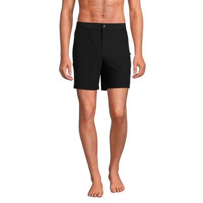 Lands' End Men's Unlined Hybrid Swim Shorts - Medium - Black