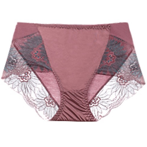 Agnes Orinda Women's Floral Lace Trim High Rise Brief Stretchy Underwear  Brown M : Target