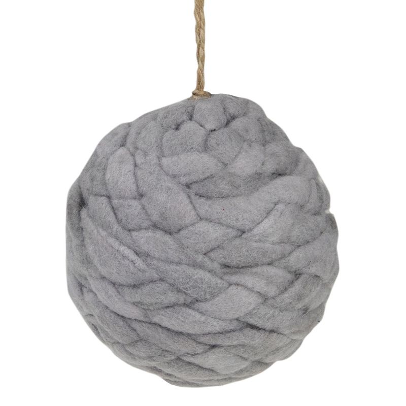 Northlight Charcoal Gray Knit Shatterproof Christmas Ball Ornament 3.25" (80 mm), 1 of 3