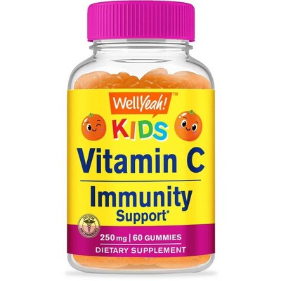 Wellyeah Kids Vitamin C Gummies (250mg) - Natural Orange Flavor - 60 ...