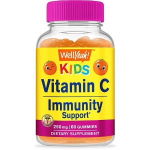 WellYeah Kids Vitamin C Gummies (250mg) - Natural Orange Flavor - 60 Count - 1 of 4