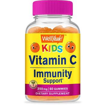 WellYeah Kids Vitamin C Gummies (250mg) - Natural Orange Flavor - 60 Count