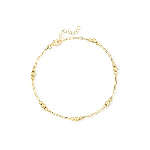Ross-Simons 18kt Gold Over Sterling Bead Station Anklet Size 9 - 1 of 4