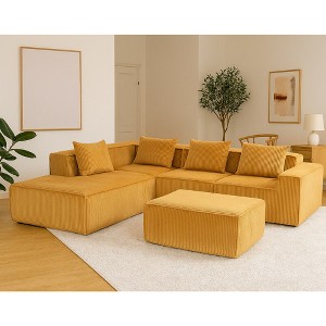Grungis Comfy Corduroy Sofa Couch with 5 Seaters,U Shape Sectional Sofa with Flexible Modular Configuration,Sofa for Living Room Furniture - 1 of 4