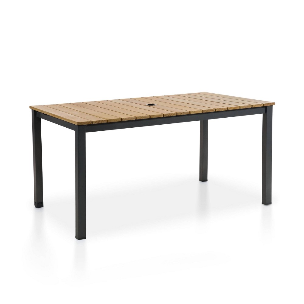 Photos - Coffee Table Greemotion 59" Mackay FSC Teak Wood & Metal Rectangle Outdoor Dining Table