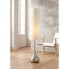 Possini Euro Design Mid Century Modern Floor Lamp 62" Tall Brushed Steel Droplet Cotton Cylinder Shade for Living Room Bedroom Office - 2 of 4