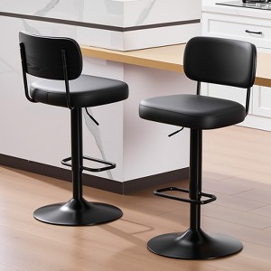 Bekrvio Adjustable Swivel Bar Stools Set of 1/2/3/4, 25–33" Faux Leather Bar Chairs with Backrest and Wide Base for Kitchen Island - 1 of 4