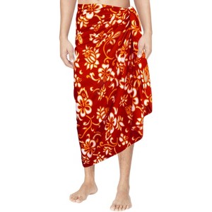 LA LEELA Men's Sarong Bath Trunk Pareo Aloha One Size Cherry All Over Floral - 1 of 3