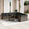vidaXL 11 Piece Patio Sofa Set with Cushions - Gray Poly Rattan - 2 of 4