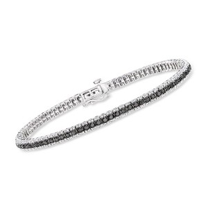 Ross-Simons 3.00 ct. t.w. Black and White Diamond Tennis Bracelet in Sterling Silver - 1 of 3