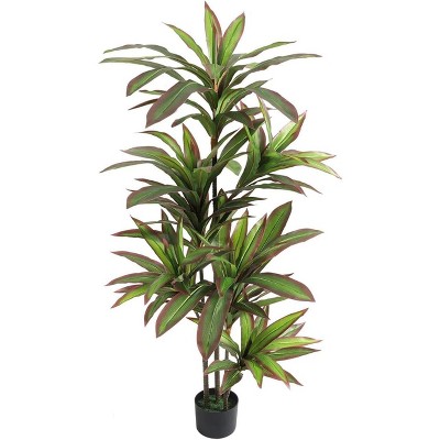 Artificial Dracaena Tree Faux Tree with Planter for Indoor Outdoor Fake Tall Floor Plant in Pot No Maintenance