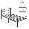 Twin/Twin XL/Queen Size Metal Bed Frame with Heart Design Headboard, Under Bed Storage, No Box Spring Needed For Kids & Teens - 3 of 4