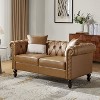 Miguel 62.2" Wide Leather Sofa With Solid Wood Legs| ARTFUL LIVING DESIGN-CAMEL - 2 of 4