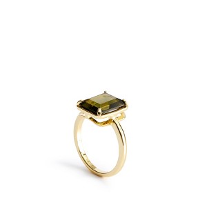 Vera Bradley Women's Outlet 14k Gold Plated Emerald Cut Gemstone Ring - 1 of 2