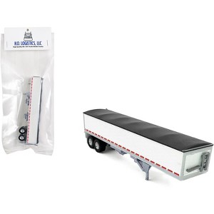 Covered Grain Trailer White with Black Tarp 1/87 (HO) Scale Plastic Model Car by HO Logistics - 1 of 4