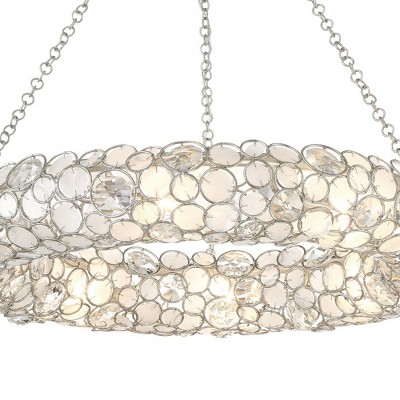 Antique Silver 8-Light Chandelier with Hand Cut Crystal