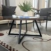 Vynxaria Distressed Gray Round Coffee Tables with Black Frame - 4 of 4