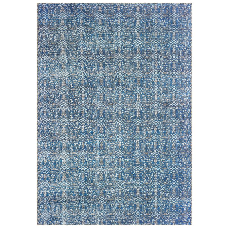 Scarlett Floral Panel Area Rug Blue/Brown - Captiv8e Designs, 1 of 5