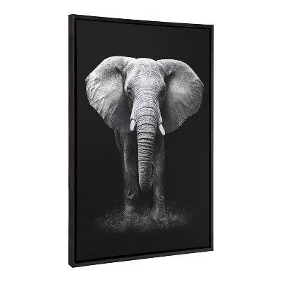 Kate & Laurel All Things Decor 28"x38" Sylvie Elephant Safari Metallic Canvas Art: Modern Decor
