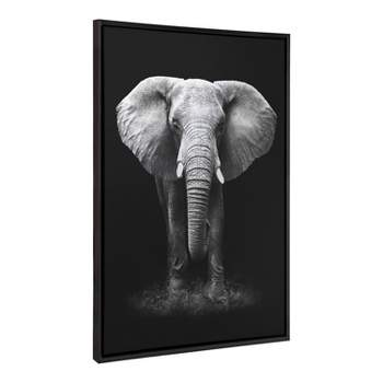 Kate & Laurel All Things Decor 28"x38" Sylvie African Elephant Safari Wildlife Animal BW Framed Metallic Canvas Wall Art by Donvanstaden