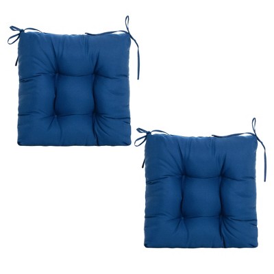 ARTPLANT Outdoor Dinning Seat Pads Cushions with Tie 19"x19"x4",Square Wicker Outdoor Tufted Chair Cushion,Set of 2