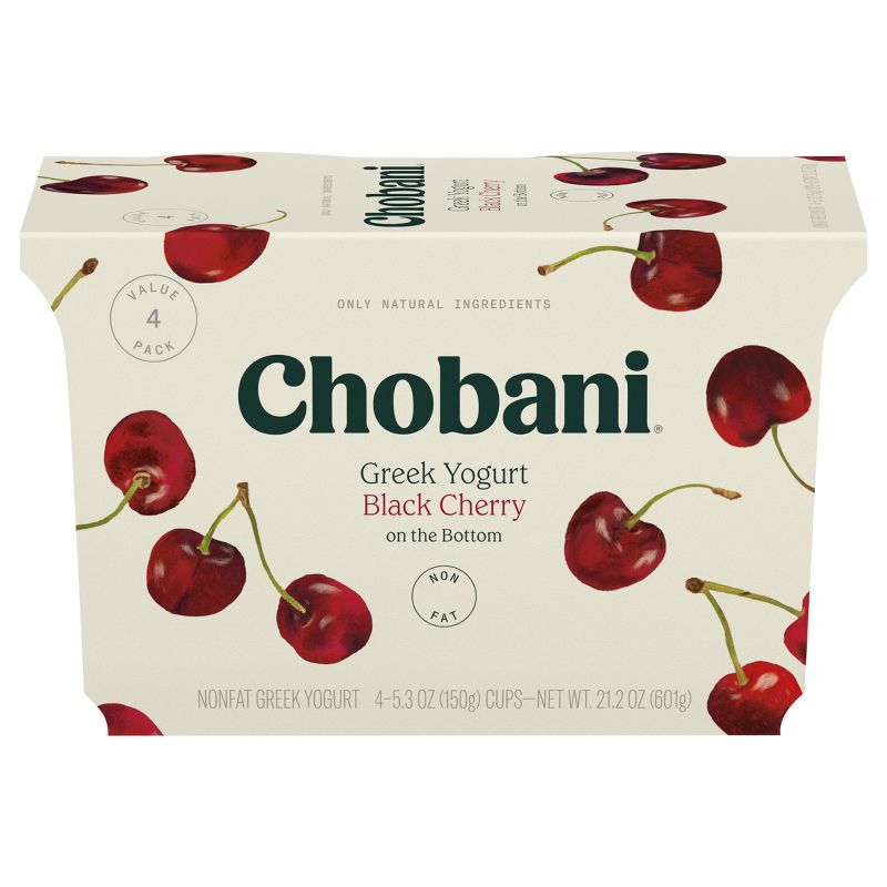 Chobani Black Cherry on the Bottom Nonfat Greek Yogurt - 4ct/5.3oz Cups, 1 of 10